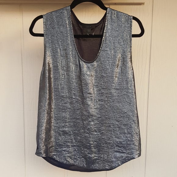 M J Crew Lined Metallic Shimmer Tank Style Top - Picture 4 of 9